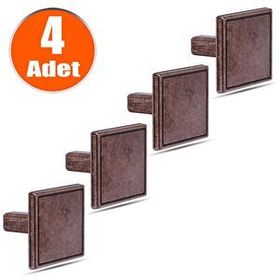 Badem10 Nobel Metal Antik 4 Adet Düğme Kare Çekmece Dolap Kapak Kulbu