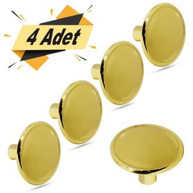Badem10 Nobel Metal Gold 4 Adet Düğme Daire Çekmece Dolap Kapak Kulbu