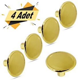 Badem10 Nobel Metal Gold 4 Adet Düğme Daire Çekmece Dolap Kapak Kulbu