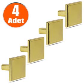 Badem10 Nobel Metal Gold 4 Adet Düğme Kare Çekmece Dolap Kapak Kulbu