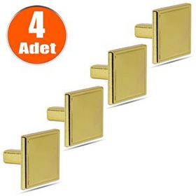Badem10 Nobel Metal Gold 4 Adet Düğme Kare Çekmece Dolap Kapak Kulbu