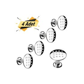Badem10 Noktalı Düğme Çekmece Dolap 4x Kapak Kulpu Kulbu Krom Metal Daire Kulp