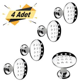Badem10 Noktalı Düğme Çekmece Dolap 4x Kapak Kulpu Kulbu Krom Metal Daire Kulp