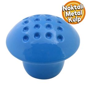 Badem10 Noktalı Mantar Düğme Çekmece Bebek Çocuk Genç Odası Dolap Kapak Mavi Metal Kulp