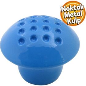 Badem10 Noktalı Mantar Düğme Çekmece Bebek Çocuk Genç Odası Dolap Kapak Mavi Metal Kulp