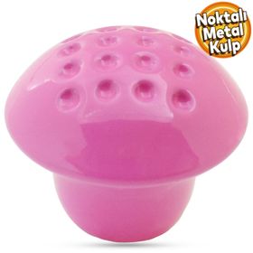 Badem10 Noktalı Mantar Düğme Çekmece Bebek Çocuk Genç Odası Dolap Kapak Pembe Metal Kulp
