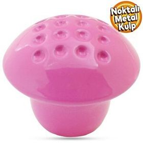 Badem10 Noktalı Mantar Düğme Çekmece Bebek Çocuk Genç Odası Dolap Kapak Pembe Metal Kulp