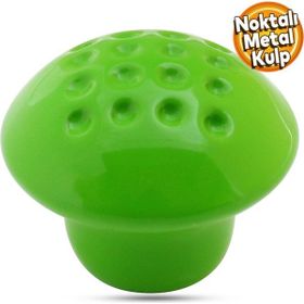 Badem10 Noktalı Mantar Düğme Çekmece Bebek Çocuk Genç Odası Dolap Kapak Yeşil Metal Kulp