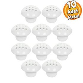 Badem10 Noktalı Mantar Düğme Çekmece Dolap Kapak Beyaz 10 Adet Kulp