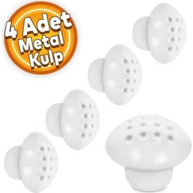 Badem10 Noktalı Mantar Düğme Çekmece Dolap Kapak Beyaz 4 Adet Kulp