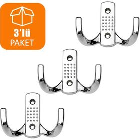 Badem10 Noktalı Portmanto Krom Metal Mobilya Kapı 3 Adet Vestiyer Duvar Dolap Elbise Askısı