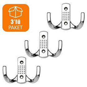 Badem10 Noktalı Portmanto Krom Metal Mobilya Kapı 3 Adet Vestiyer Duvar Dolap Elbise Askısı