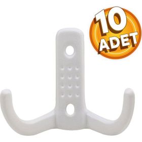 Badem10 Noktalı Vestiyer Beyaz Metal 10 Adet Duvar Dolap Elbise Askılığı