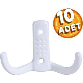 Badem10 Noktalı Vestiyer Beyaz Metal 10 Adet Duvar Dolap Elbise Askılığı