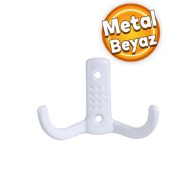 Badem10 Noktalı Vestiyer Beyaz Metal Duvar Dolap Elbise Askılığı