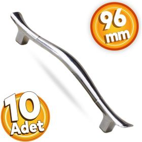 Badem10 Orkide 96 mm Krom 10 Adet Metal Çekmece Dolap Kulp