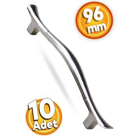 Badem10 Orkide 96 mm Krom 10 Adet Metal Çekmece Dolap Kulp