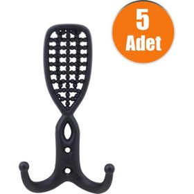 Badem10 Osmanlı Siyah 5 Adet Portmanto Vestiyer Duvar Askısı Dolap Elbise Askılığı
