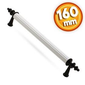 Badem10 Ovacık Çekmece Mutfak Dolap Kapak 160 mm Beyaz Siyah Metal Kulp