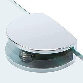 Badem10 Oval Cam Etejeri Metal U Tipi Metal Vidalı Krom 4 Adet Cam Tutucu Ahşap Raf Tutucu
