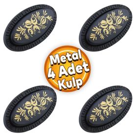 Badem10 Palmira Düğme Çekmece Dolap Kapak Metal Siyah 4 Adet Kulp