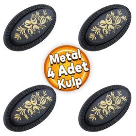 Badem10 Palmira Düğme Çekmece Dolap Kapak Metal Siyah 4 Adet Kulp