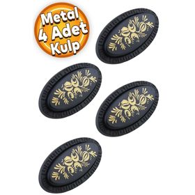 Badem10 Palmira Düğme Çekmece Dolap Kapak Metal Siyah 4 Adet Kulp