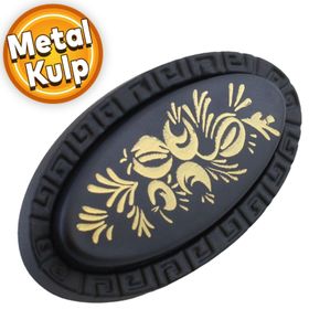 Badem10 Palmira Düğme Çekmece Dolap Kapak Metal Siyah Kulp