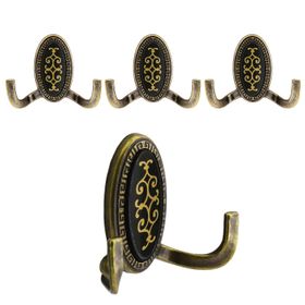 Badem10 Palmira Duvar Vestiyer Antik Sarı 4 Adet Metal Dolap Elbise Havlu Askılığı