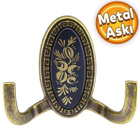 Badem10 Palmira Duvar Vestiyer Antik Sarı Metal Dolap Elbise Havlu Askılığı