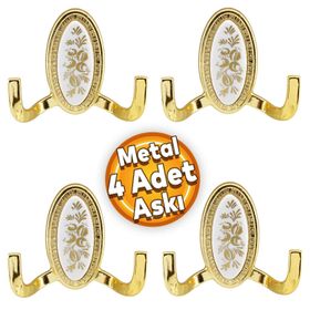 Badem10 Palmira Duvar Vestiyer Gold 4 Adet Metal Dolap Elbise Havlu Askılığı