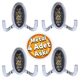 Badem10 Palmira Duvar Vestiyer Krom 4 Adet Metal Dolap Elbise Havlu Askılığı