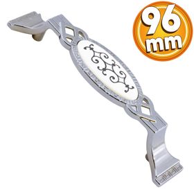 Badem10 Palmira Mutfak Dolabı Çekmece Dolap Kapak Krom Renk 96 mm Metal Kulp