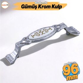 Badem10 Palmira Mutfak Dolabı Çekmece Dolap Kapak Krom Renk 96 mm Metal Kulp