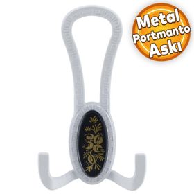 Badem10 Palmira Portmanto Beyaz Siyah Desenli Vestiyer Duvar Metal Dolap Elbise Askılığı