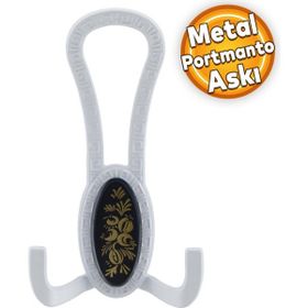 Badem10 Palmira Portmanto Beyaz Siyah Desenli Vestiyer Duvar Metal Dolap Elbise Askılığı