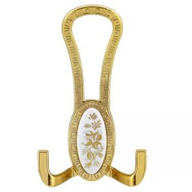Badem10 Palmira Portmanto Gold Beyaz Desenli Vestiyer Duvar Metal Dolap Elbise Askılığı