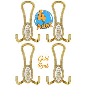 Badem10 Palmira Portmanto Gold Beyaz Desenli Vestiyer Duvar Metal Dolap Elbise Askılığı