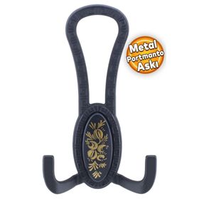 Badem10 Palmira Portmanto Mat Siyah Desenli Vestiyer Duvar Metal Dolap Elbise Askılığı