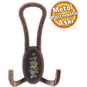 Badem10 Palmira Portmanto Vestiyer Antik Bakır Siyah Desenli Duvar Metal Dolap Elbise Askılığı