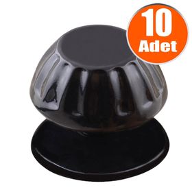 Badem10 Papatya Kapı Tokmağı Kapı Topuzu Babası Kolu 10 Adet Siyah Metal Tokmak