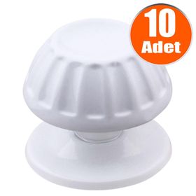 Badem10 Papatya Kapı Tokmağı Kapı Topuzu Babası Kolu Beyaz 10 Metal Tokmak