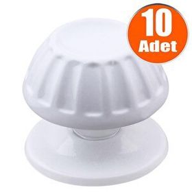 Badem10 Papatya Kapı Tokmağı Kapı Topuzu Babası Kolu Beyaz 10 Metal Tokmak