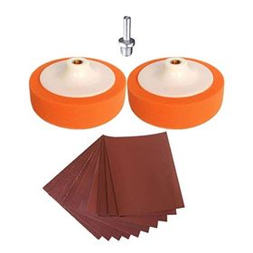 Badem10 Pasta Cila Polisaj Süngeri Seti Kırmızı Kaliteli Su Zımparası Turuncu 150 mm 13 Parça Set