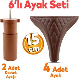 Badem10 Petek 6'lı Set Mobilya 15 cm Kahverengi Baza TV Ünitesi Çekyat Koltuk Kanepe Destek Ayağı