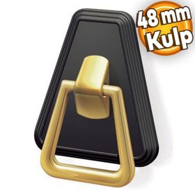Badem10 Piramit Çekmece Dolap Kapak Plastik Siyah Gold 48 mm Kulp