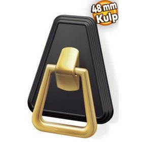 Badem10 Piramit Çekmece Dolap Kapak Plastik Siyah Gold 48 mm Kulp