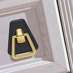 Badem10 Piramit Çekmece Dolap Kapak Plastik Siyah Gold 48 mm Kulp