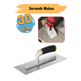 Badem10 Plastik Saplı Metal Seramik Malası 30 cm Harç Derz Yüzey Düzleştirme Fugas Saten Sıva Malası
