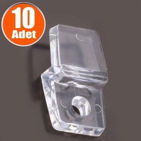 Badem10 Plastik Şeffaf 10 Adet Ayna Tırnağı Cam Ayna Tutucu